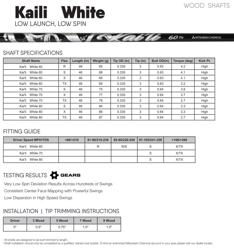 Mitsubishi Chemical Kaili White Shaft